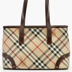 Burberry Haymarket Beige and Brown Checkered Shoulder Bag